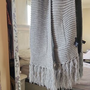 Cozy Gray Knit Throw Scarf